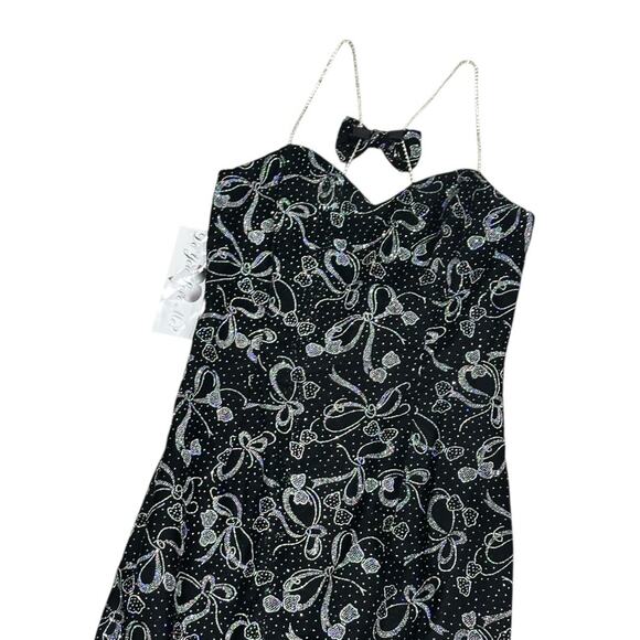 NWT 90s Do You Love Me? Velvet Glitter Formal Dress - Picture 6 of 11